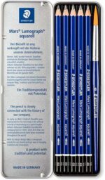 Staedtler Mars Lumograph Aquarell 100A Confezione da 5 matite di grafite + pennello - Resistenza alla rottura - Gradazioni assortite - immagine 2