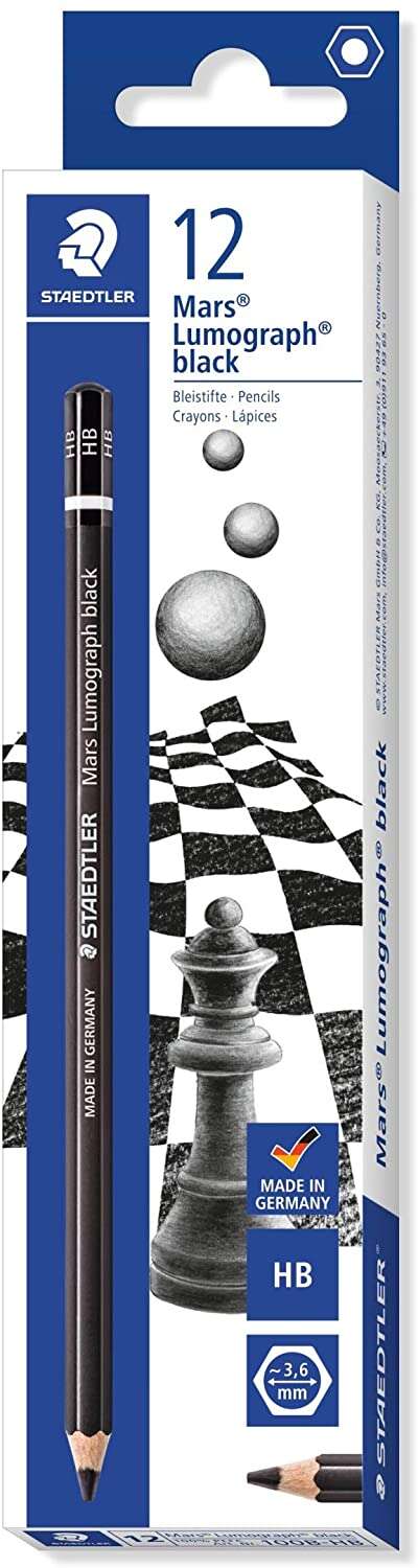 Staedtler Mars Lumograph Black Artist Pencil 100B Matita di grafite - Miniera HB - Resistenza alla rottura - Legno proveniente da foreste sostenibili