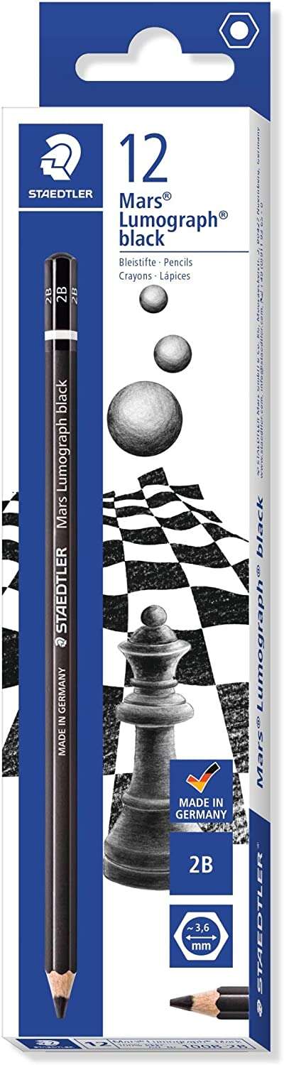 Staedtler Mars Lumograph Black Artist Pencil 100B Matita di grafite - Miniera 2B - Resistente alla rottura - Legno proveniente da foreste sostenibili