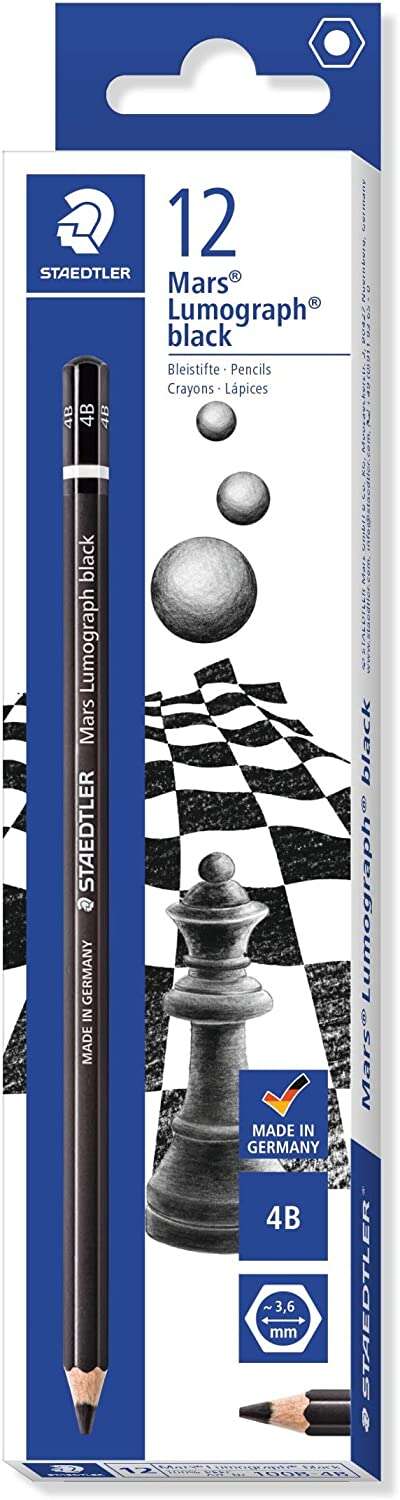 Staedtler Mars Lumograph Black Artist Pencil 100B Matita di grafite - Miniera 4B - Resistenza alla rottura - Legno proveniente da foreste sostenibili