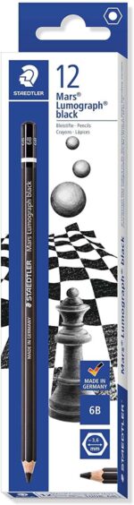 Staedtler Mars Lumograph Black Artist Pencil 100B Matita di grafite - Miniera 6B - Resistente alla rottura - Legno proveniente da foreste sostenibili