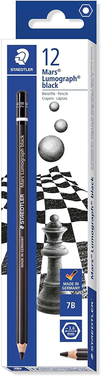 Staedtler Mars Lumograph Black Artist Pencil 100B Matita di grafite - Miniera 7B - Resistenza alla rottura - Legno proveniente da foreste sostenibili