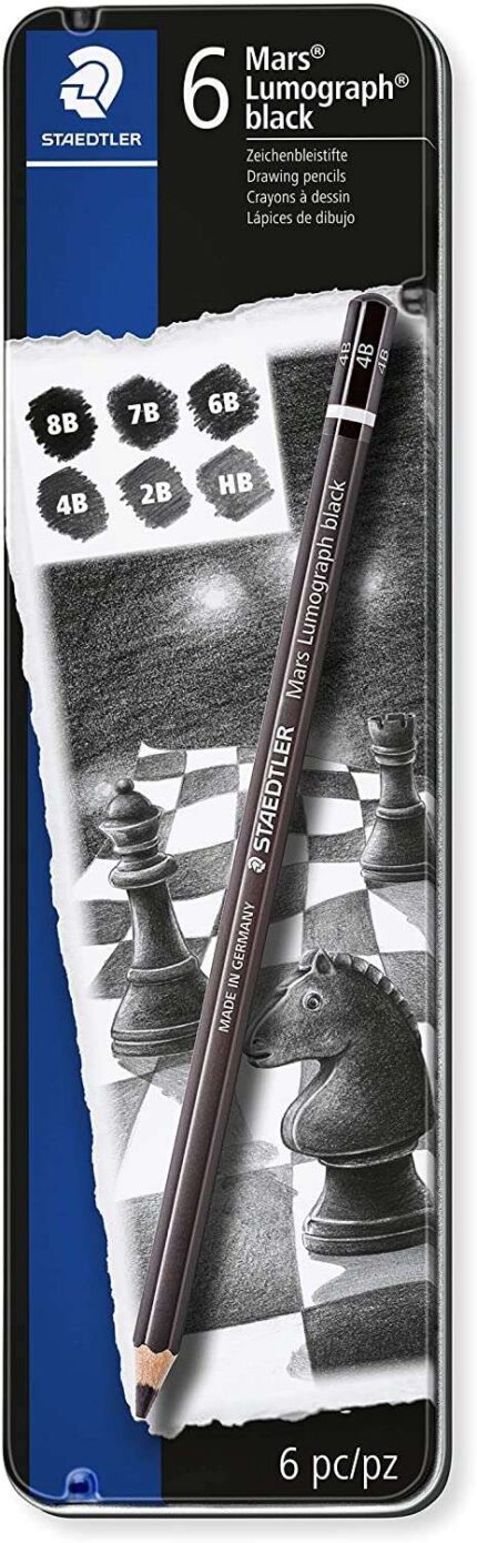 Staedtler Mars Lumograph Black Artist Pencil 100B Confezione da 6 matite di grafite - Resistenti alla rottura - Gradazioni assortite