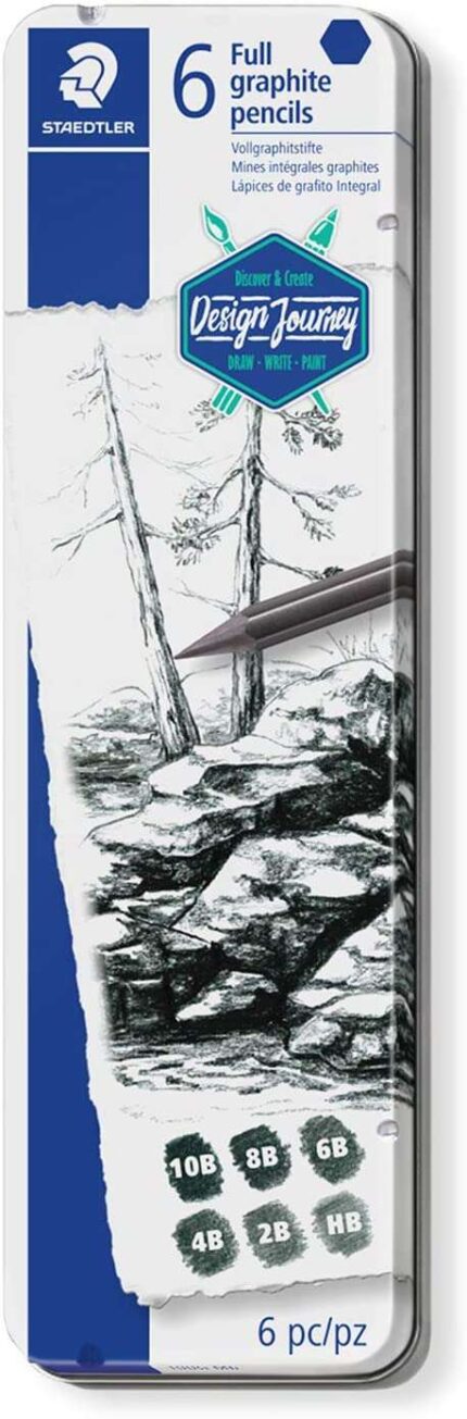 Staedtler Mars Lumograph Pure Graphite 100G Confezione da 6 matite di grafite - Tonalità brillanti - Durezze assortite