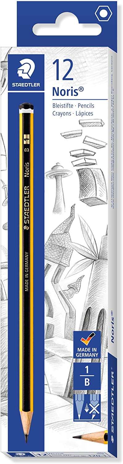 Staedtler Noris 120-1 Matita di grafite esagonale - Miniera B - Resistenza alla rottura - Legno proveniente da foreste sostenibili