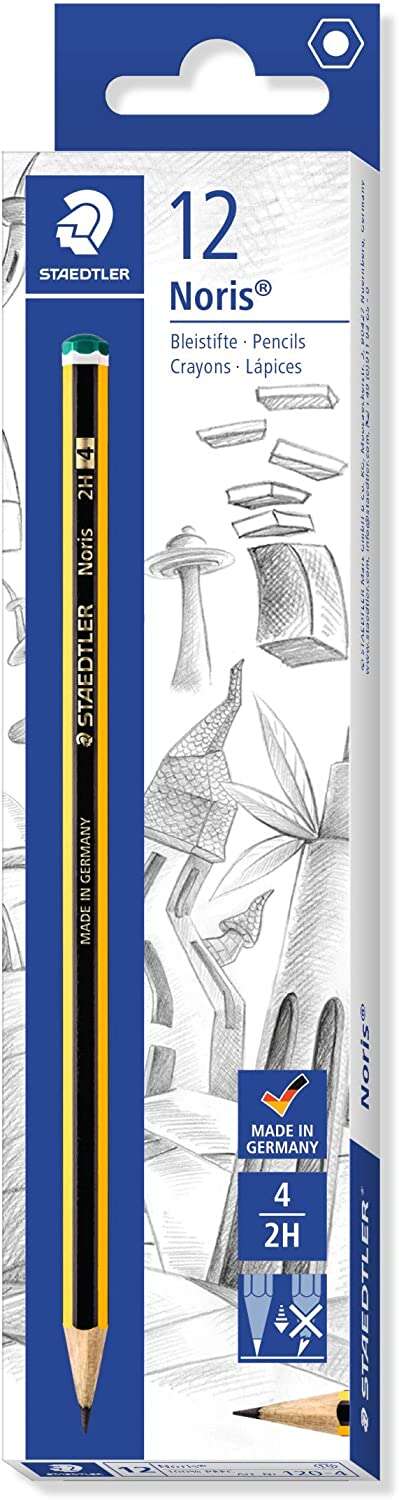 Staedtler Noris 120-4 Matita di grafite esagonale - Miniera 2H - Resistente alla rottura - Legno proveniente da foreste sostenibili
