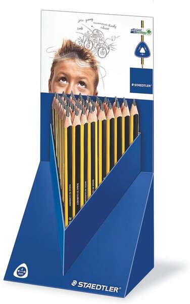 Staedtler Jumbo Noris 119 Espositore con 48 matite di grafite triangolari - Mina HB - Resistenza alla rottura