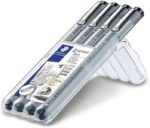 Staedtler Pigment Liner 308 Confezione da 4 pennarelli a punta fine - Punta lunga - Asciugatura rapida - Colore nero - immagine 2