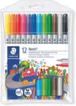 Staedtler Noris 320 Confezione da 12 pennarelli a doppia punta - Resistenti alla pressione - Colori assortiti