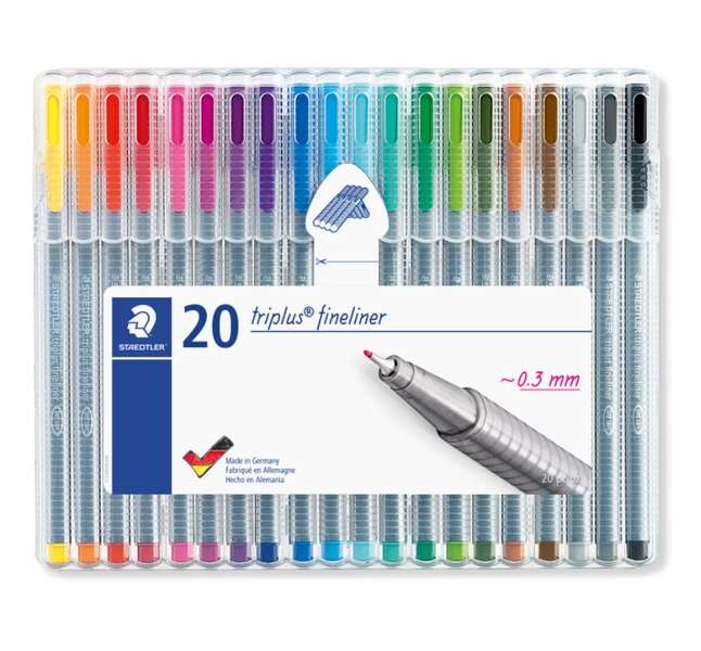 Staedtler Triplus Fineliner 334 Confezione da 20 pennarelli a punta fine - Tratto 0