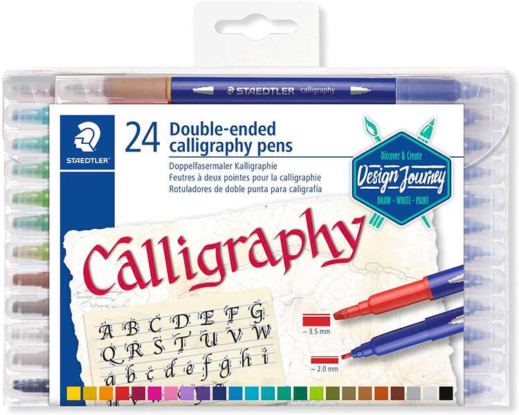 Staedtler 3005 Confezione da 24 pennarelli a doppia punta per calligrafia - Colori assortiti