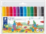 Staedtler Noris 340 Confezione da 12 pennarelli di grandi dimensioni - Tratto di circa 3 mm - Facilmente lavabili - Inchiostro a base d'acqua - Colori assortiti