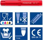 Staedtler Noris 340 Confezione da 12 pennarelli di grandi dimensioni - Tratto di circa 3 mm - Facilmente lavabili - Inchiostro a base d'acqua - Colori assortiti - immagine 3