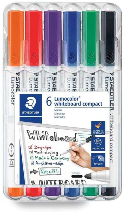 Staedtler Lumocolor 341 Confezione da 6 pennarelli per lavagna - Asciugatura rapida - Colori assortiti