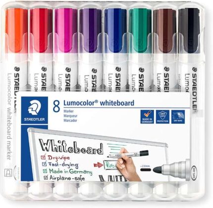 Staedtler Lumocolor 351 Confezione da 8 pennarelli per lavagna bianca - Asciugatura rapida - Colori assortiti
