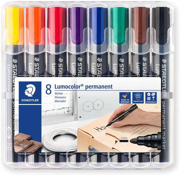 Staedtler Lumocolor 352 Confezione da 8 pennarelli indelebili - Asciugatura rapida - Colori assortiti