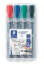 Staedtler Lumocolor Flipchart 356 Confezione da 4 pennarelli permanenti - Inchiostro a base d'acqua - Colori assortiti