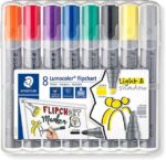 Staedtler Lumocolor Flipchart 356 Confezione da 8 pennarelli indelebili - Inchiostro a base d'acqua - Colori assortiti