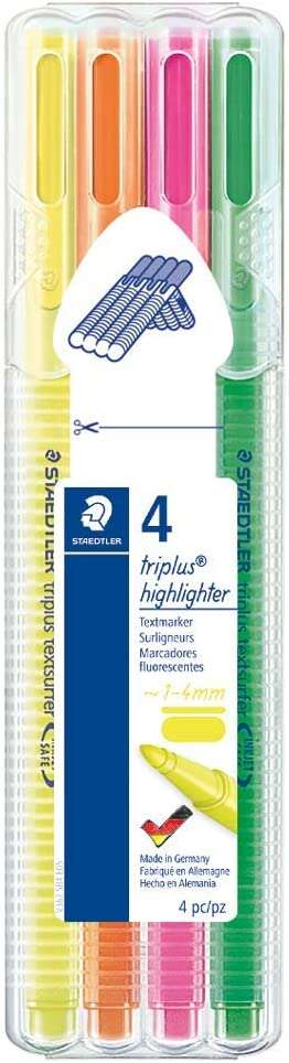 Staedtler Triplus Textsurfer 362 Confezione da 4 evidenziatori fluorescenti - Tratto 1 - 4 mm circa - Inchiostro a base d'acqua - Colori assortiti