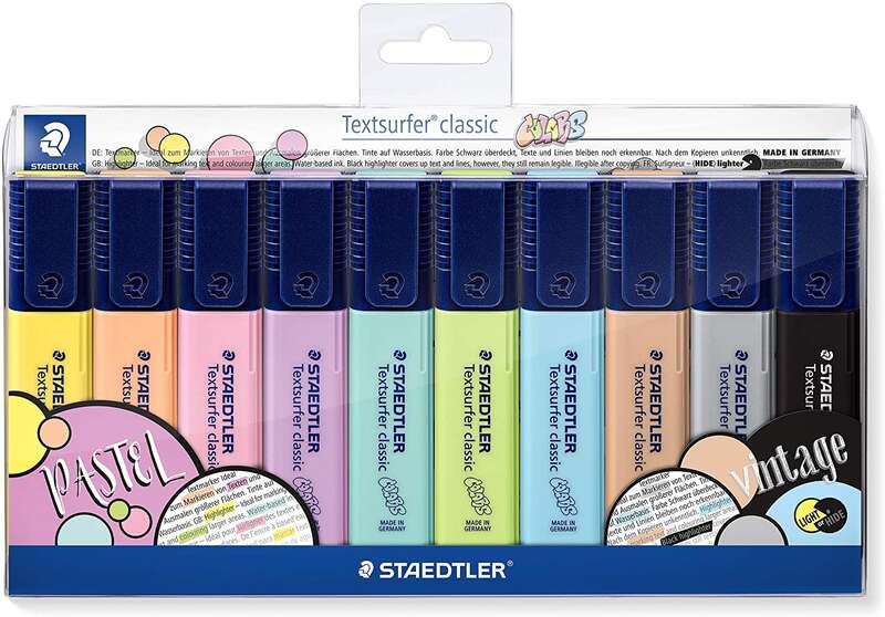 Staedtler Textsurfer Classic 364 Confezione da 10 evidenziatori fluorescenti - Asciugatura rapida - Tratto 1 - 5 mm - Colori assortiti