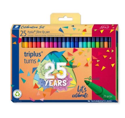 Staedtler Triplus Color 323 Confezione da 25 pennarelli a punta fine - Tratto 1 mm circa - Inchiostro a base d'acqua - Colori assortiti