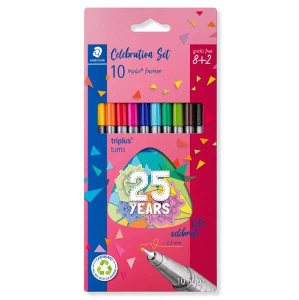 Staedtler Triplus Fineliner 334 Confezione da 10 pennarelli a punta fine - Tratto 0