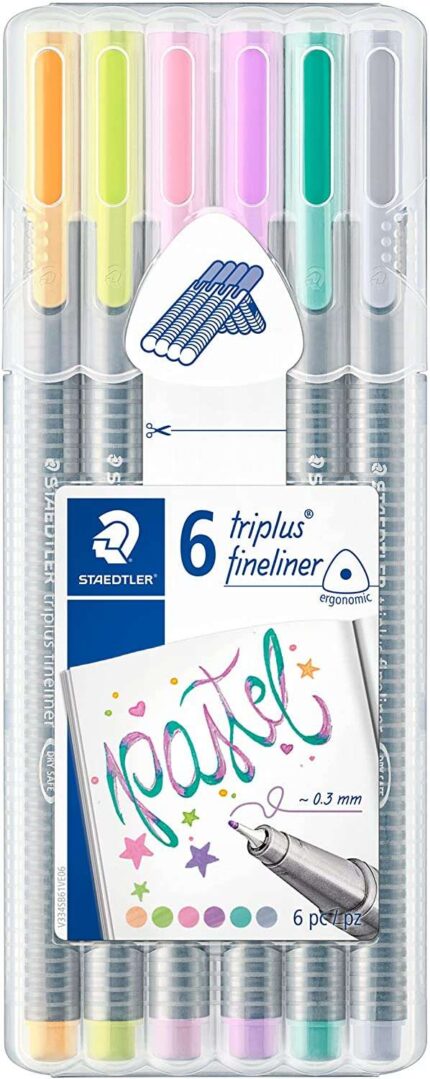 Staedtler Triplus Fineliner 334 Confezione da 6 pennarelli a punta fine - Tratto circa 0