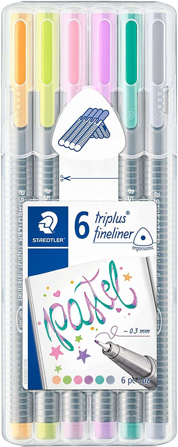 Staedtler Triplus Fineliner 334 Confezione da 6 pennarelli a punta fine - Tratto circa 0