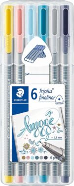 Staedtler Triplus Fineliner 334 Confezione da 6 pennarelli a punta fine - Tratto circa 0