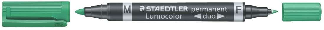 Staedtler Lumocolor 348 Pennarello permanente a doppia punta - Asciugatura rapida - Colore verde