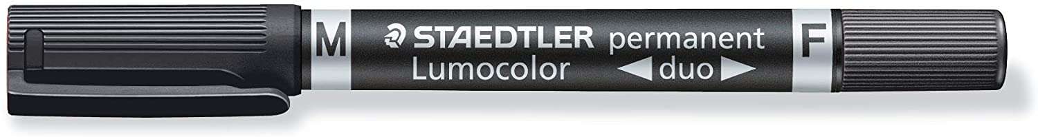 Staedtler Lumocolor 348 Pennarello permanente a doppia punta M e F - Asciugatura rapida - Colore nero