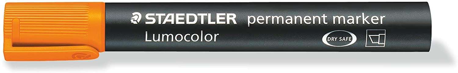 Staedtler Lumocolor 350 Pennarello permanente - Punta smussata 2-5 mm circa - Inchiostro a base alcolica - Asciugatura rapida - Colore arancione