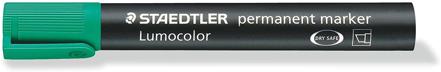 Staedtler Lumocolor 350 Pennarello permanente - Punta smussata 2-5 mm circa - Inchiostro a base di alcool - Asciugatura rapida - Colore verde