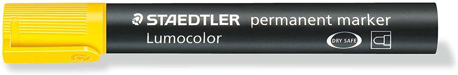 Staedtler Lumocolor 352 Pennarello indelebile - Punta tonda - Larghezza tratto circa 2 mm - Cappuccio con clip - Asciugatura rapida - Colore giallo