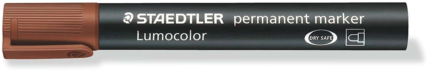 Staedtler Lumocolor 352 Pennarello permanente - Punta tonda - Tratto di circa 2 mm - Cappuccio con clip - Asciugatura rapida - Colore marrone
