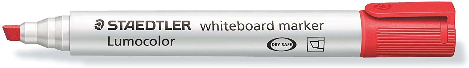Staedtler Lumocolor 351 Pennarello per lavagna bianca - Punta smussata 2 - 5 mm circa - Asciugatura rapida - Colore rosso