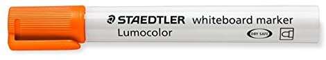 Staedtler Lumocolor 351 Pennarello per lavagna bianca - Punta tonda - Tratto 2 mm - Cappuccio con clip - Colore arancione