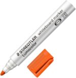 Staedtler Lumocolor 351 Pennarello per lavagna bianca - Punta tonda - Tratto 2 mm - Cappuccio con clip - Colore arancione - immagine 2