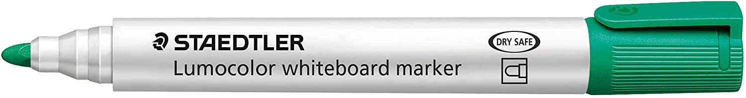 Staedtler Lumocolor 351 Pennarello per lavagna bianca - Punta tonda - Tratto 2 mm - Cappuccio con clip - Colore verde
