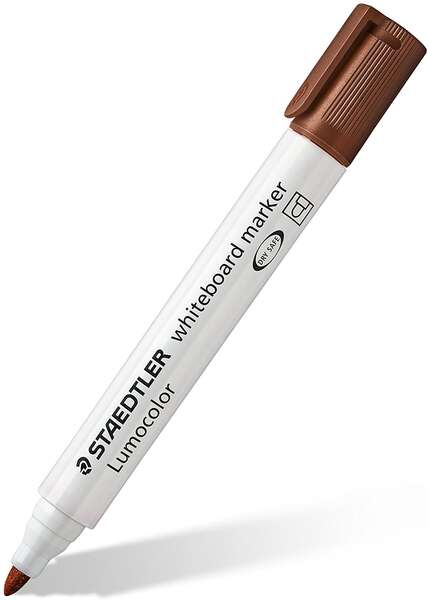 Staedtler Lumocolor 351 Pennarello per lavagna bianca - Punta tonda - Tratto 2 mm - Cappuccio con clip - Colore marrone