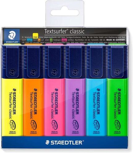 Staedtler Textsurfer Classic 364 Confezione da 6 pennarelli fluorescenti - Asciugatura rapida - Tratto 1 - 5 mm circa - Colori assortiti