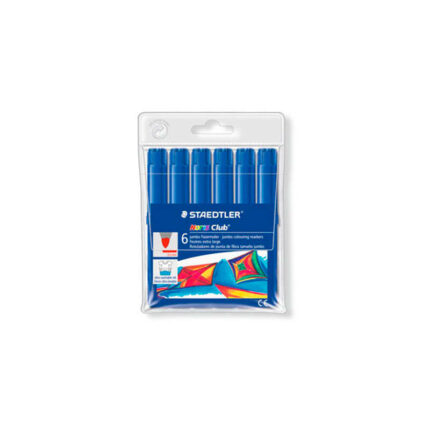 Staedtler Noris Watercolour 340 Confezione da 6 pennarelli di grandi dimensioni - Tratto di circa 3 mm - Facilmente lavabili - Inchiostro a base d'acqua - Colore blu