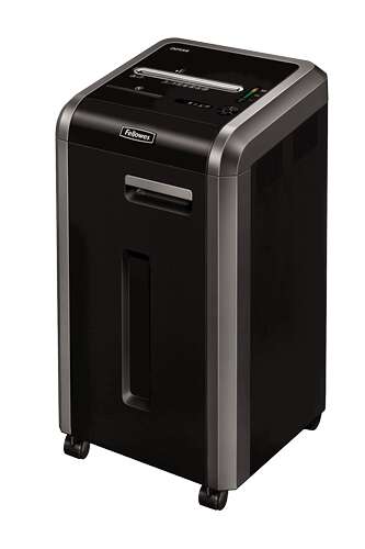 Fellowes 225Mi Distruggidocumenti manuale con taglio a microgranuli P-5 - Distrugge fino a 18 fogli - Capacità del cestino 60 L - Colore nero