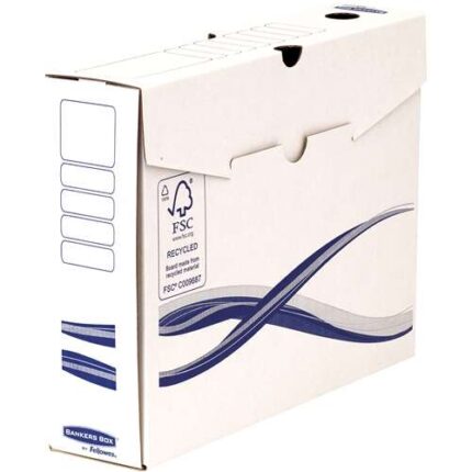 Fellowes Bankers Box Basic Confezione da 25 scatole per archiviazione Definitiva A4+ 80 mm - Assemblaggio manuale - Cartone riciclato Certificazione FSC