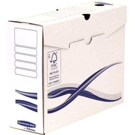 Fellowes Bankers Box Basic Confezione da 25 scatole per archiviazione definitiva A4+ 100 mm - Assemblaggio manuale - Cartone riciclato Certificazione FSC