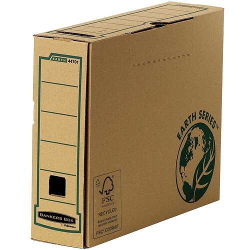 Fellowes Bankers Box Earth Scatola archivio definitiva A4 80 mm - Montaggio manuale - Cartone riciclato Certificazione FSC - Colore marrone