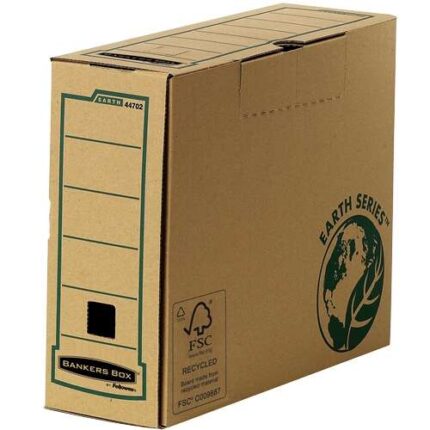 Fellowes Bankers Box Earth Scatola per archiviazione definitiva A4 100 mm - Montaggio manuale - Cartone riciclato Certificazione FSC - Colore marrone