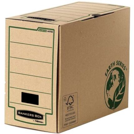 Fellowes Bankers Box Earth Scatola per archiviazione definitiva A4 150 mm - Montaggio manuale - Cartone riciclato Certificazione FSC - Colore marrone