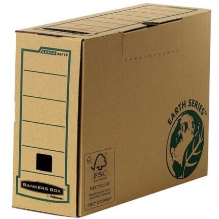 Fellowes Bankers Box Earth Scatola per archiviazione definitiva Folio 100 mm - Assemblaggio manuale - Cartone riciclato Certificazione FSC - Colore marrone