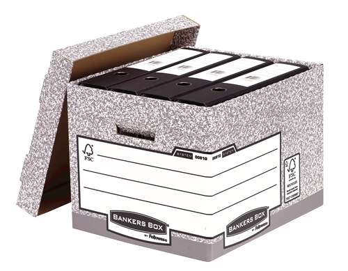 Fellowes Bankers Box Contenitore per archiviazione - Montaggio automatico Fastfold - Cartone riciclato Certificazione FSC - Colore Grigio